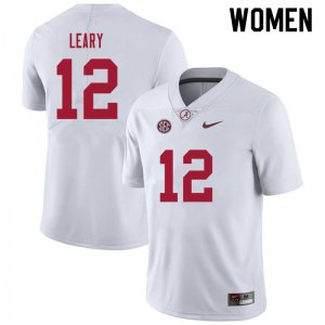 NCAA Women's Alabama Crimson Tide #12 Christian Leary Stitched College 2021 Nike Authentic White Football Jersey IT17U02VE